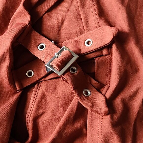 Halara Rust Soft Stretchy Double Buckle Front Split Maxi Skort Skirt XS - Picture 4 of 12